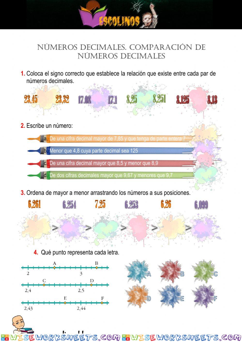 Decimales. Comparación de decimales