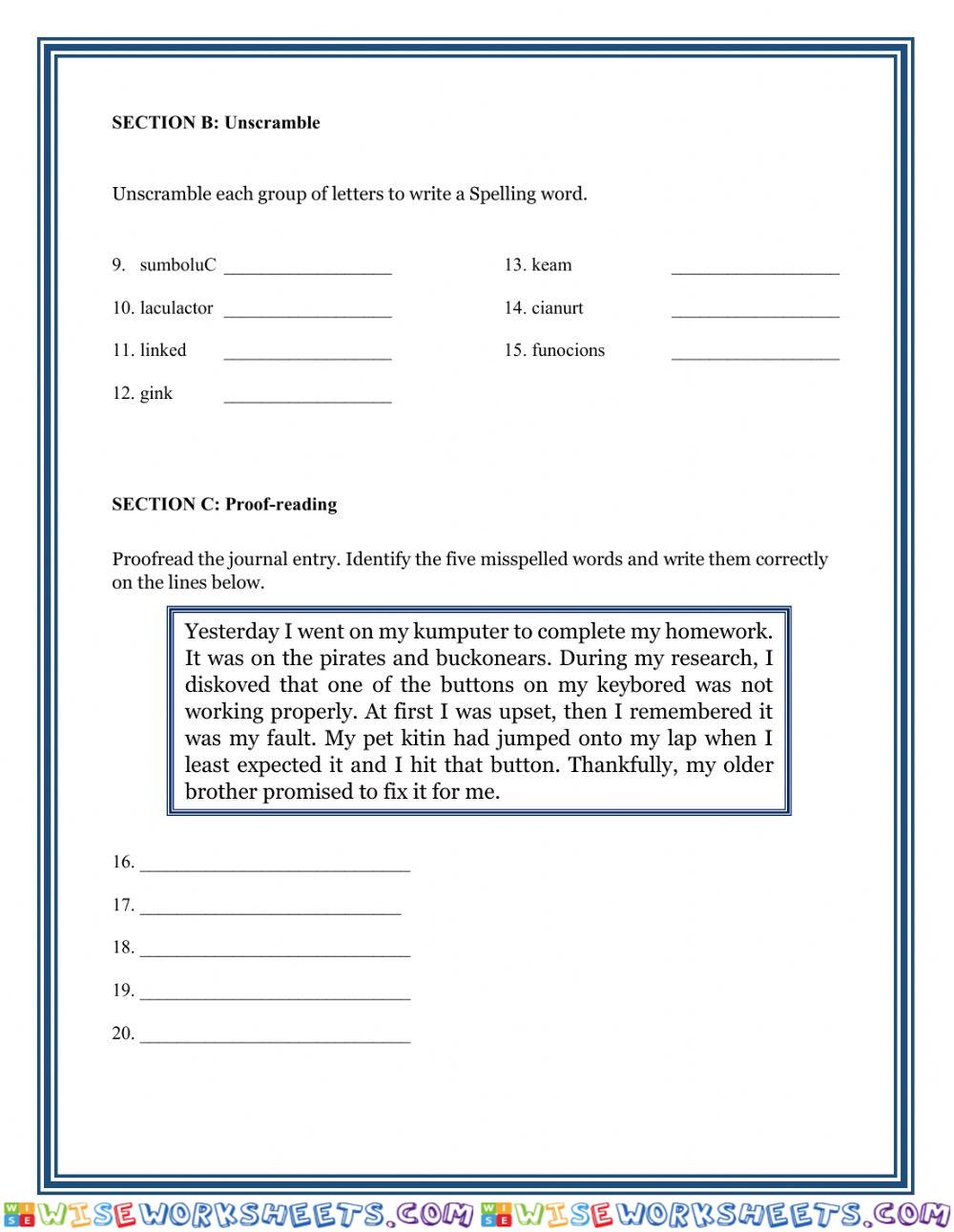 worksheet