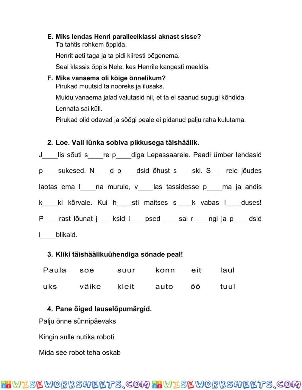 worksheet