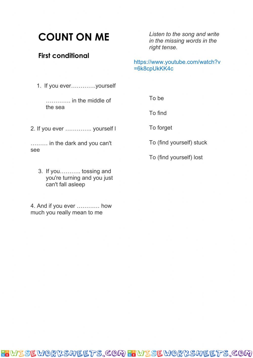 Count on me first conditional