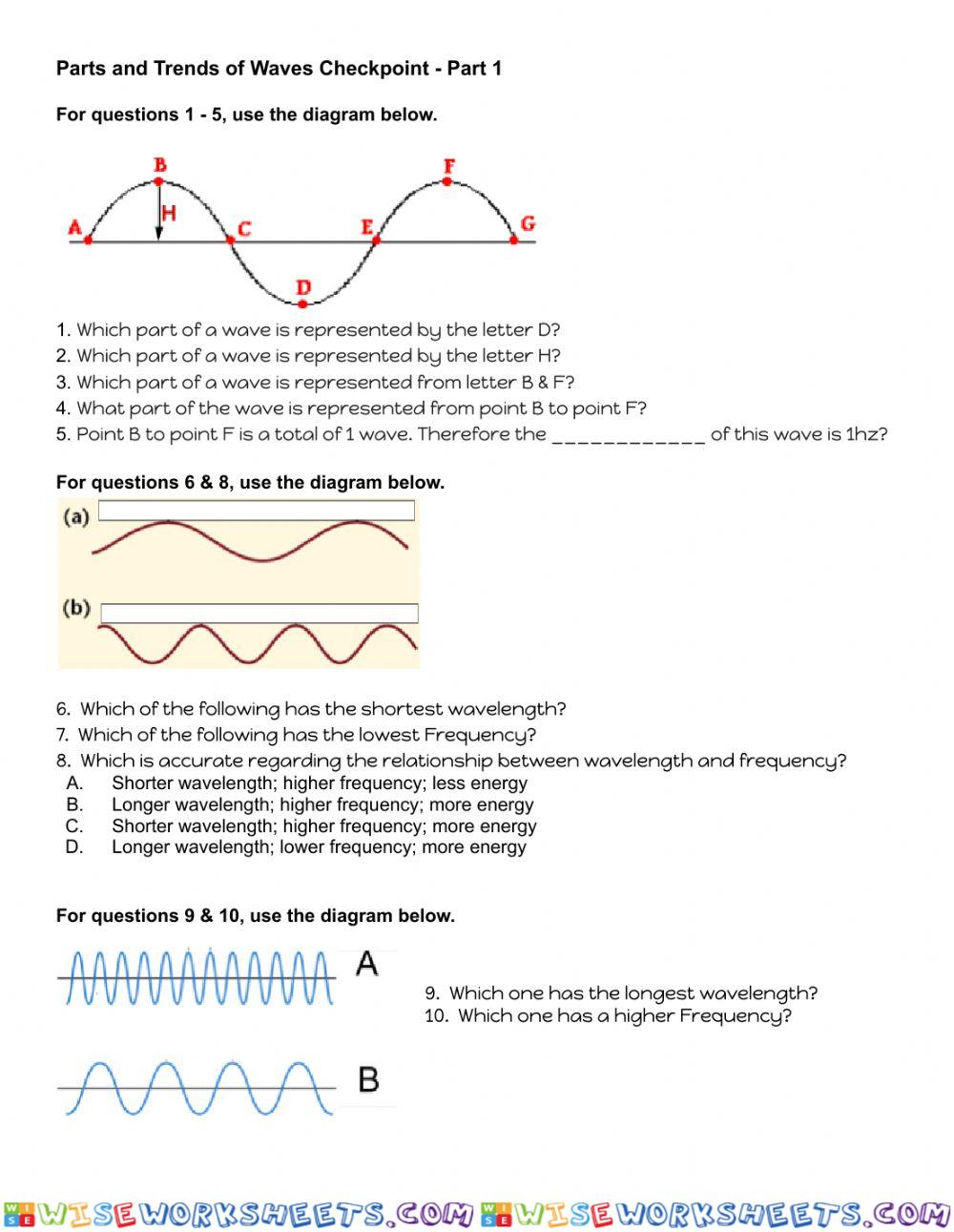 Parts and Properties of Wave Practice 1