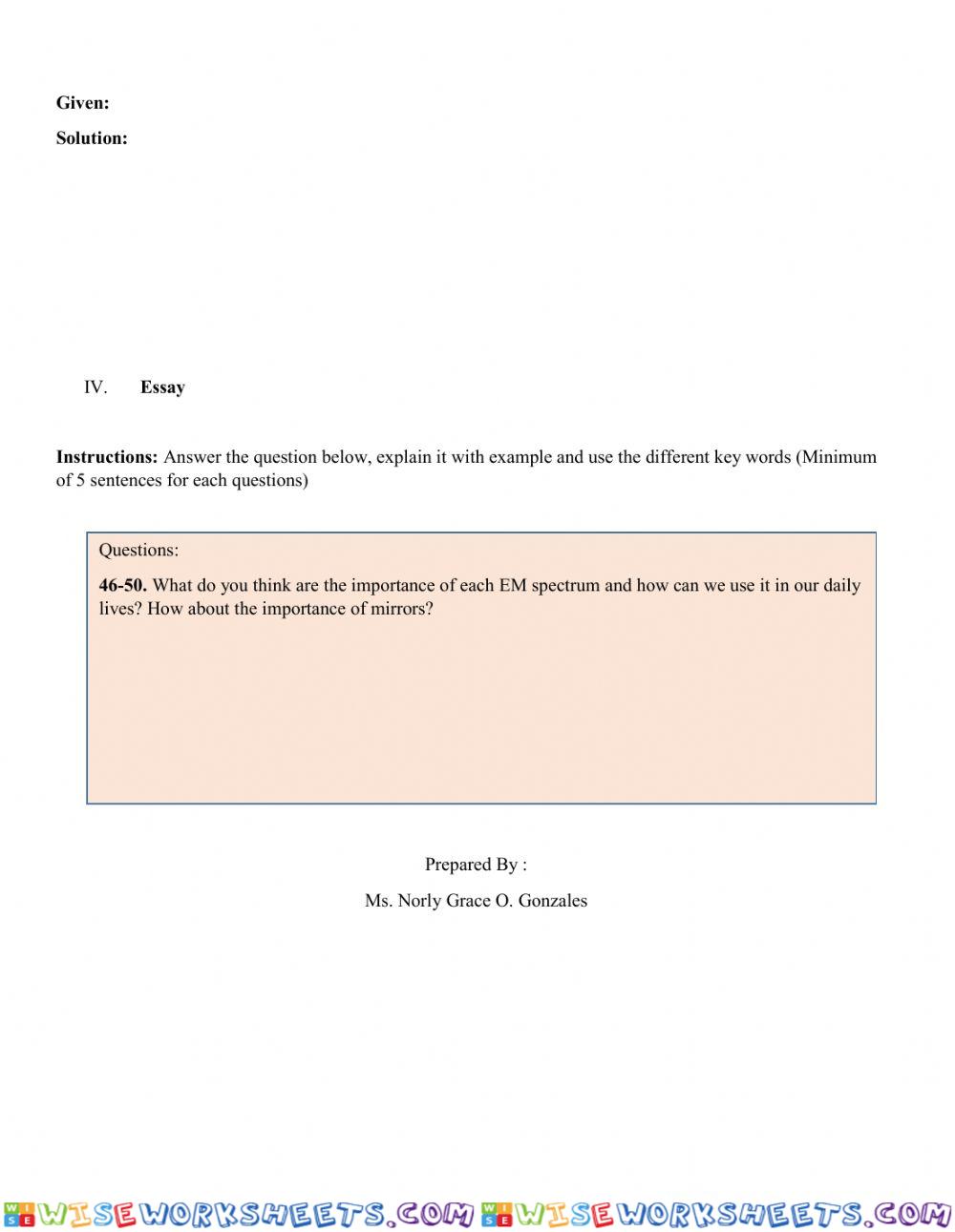 worksheet