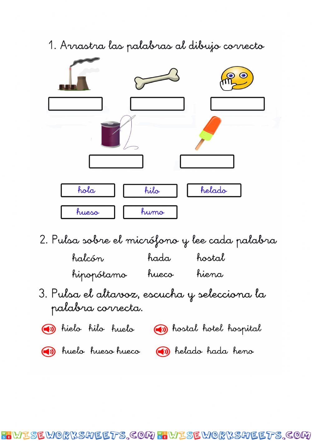 Evaluación de lectura: Letra H