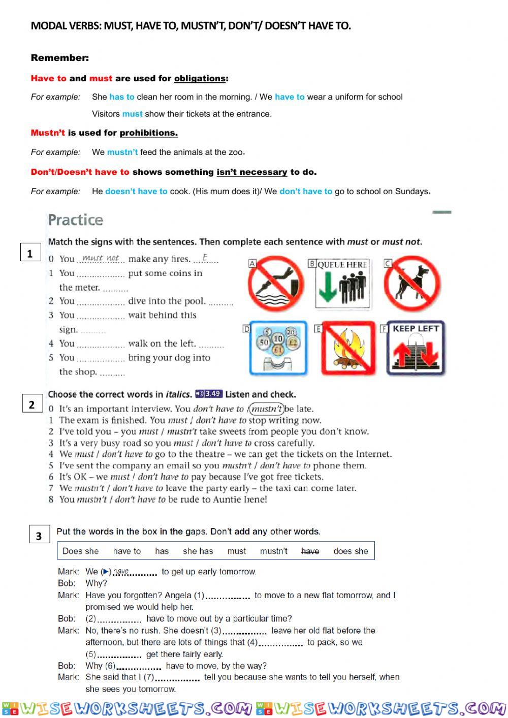 Modal Verbs. Must and have to