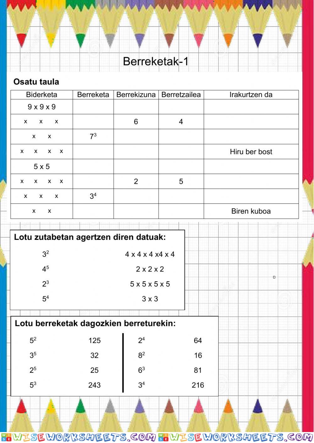 worksheet