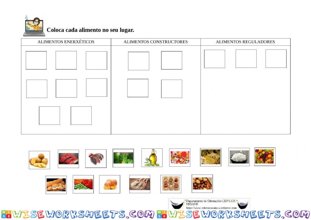 Clasifica os tipos de alimentos