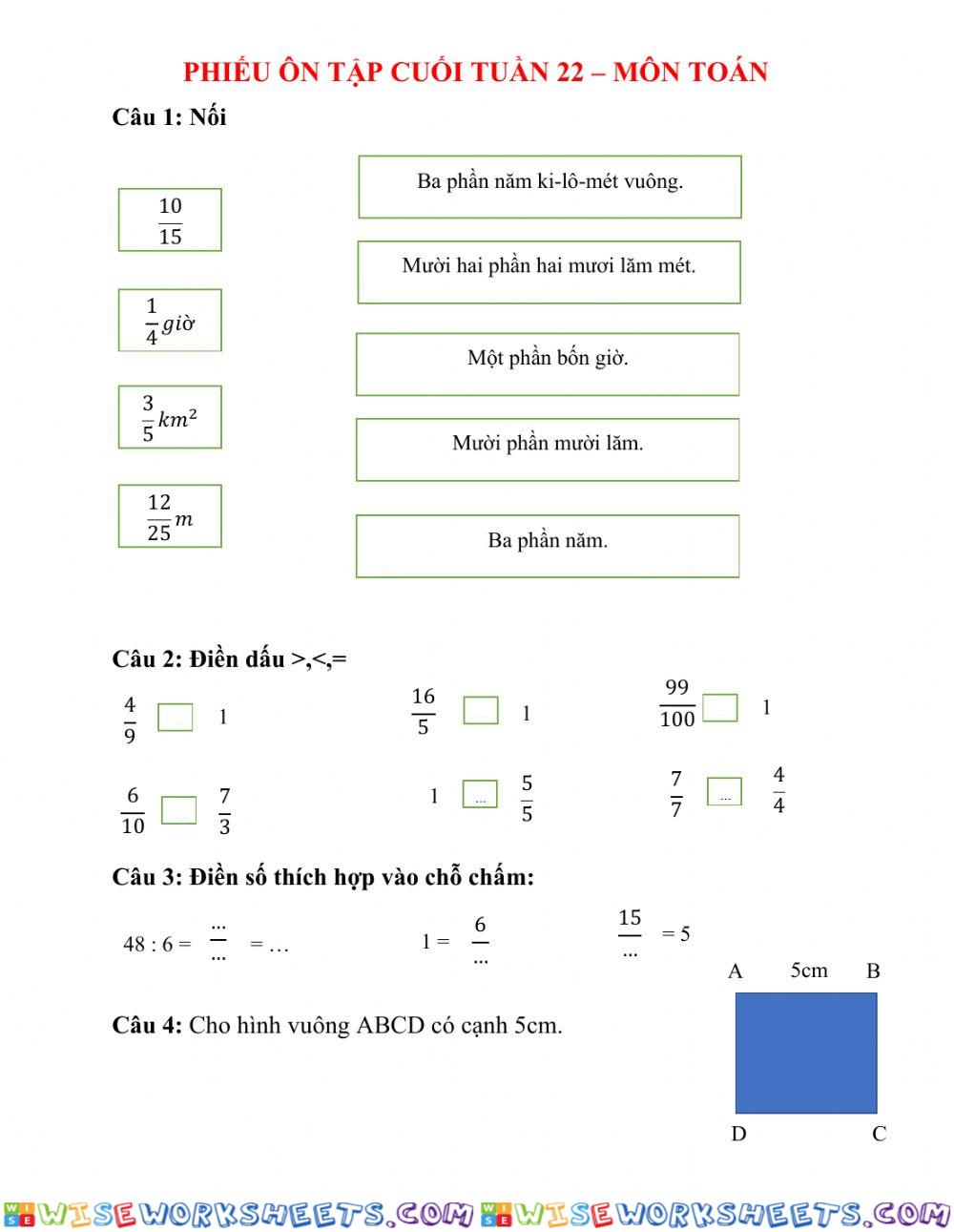 Ôn tập tuần 22