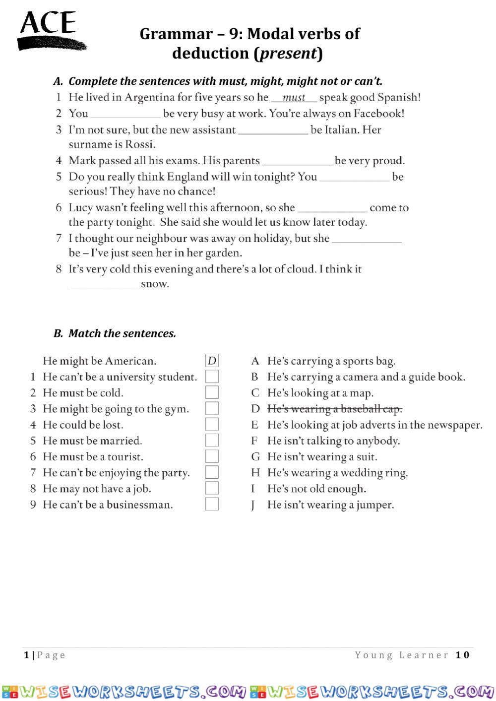 Modal verbs of deduction (Present)