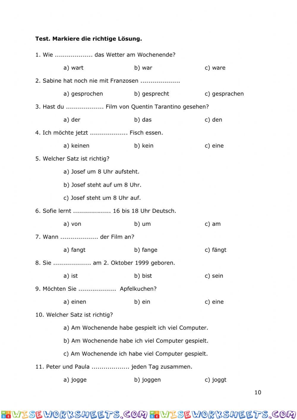 worksheet