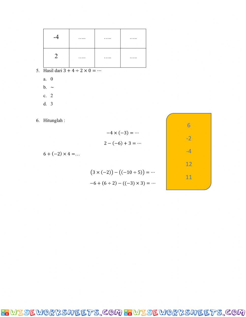 worksheet