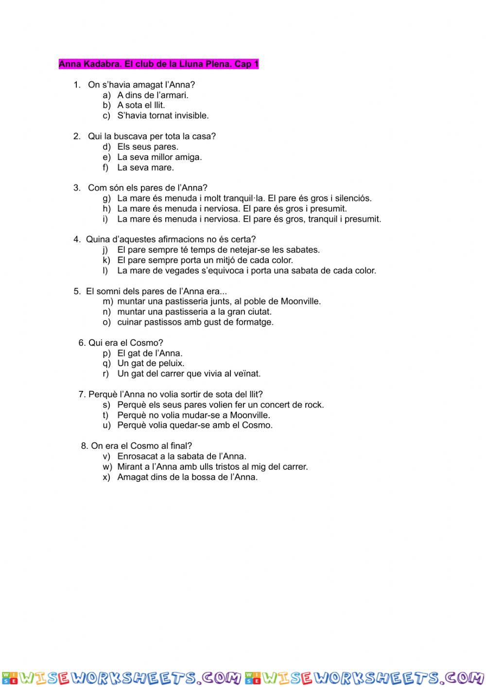 worksheet