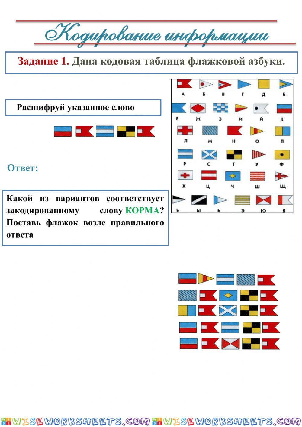 Кодирование информации 5 класс