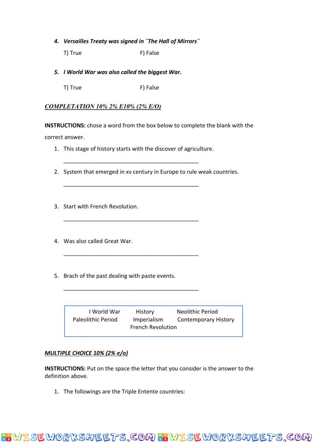 worksheet