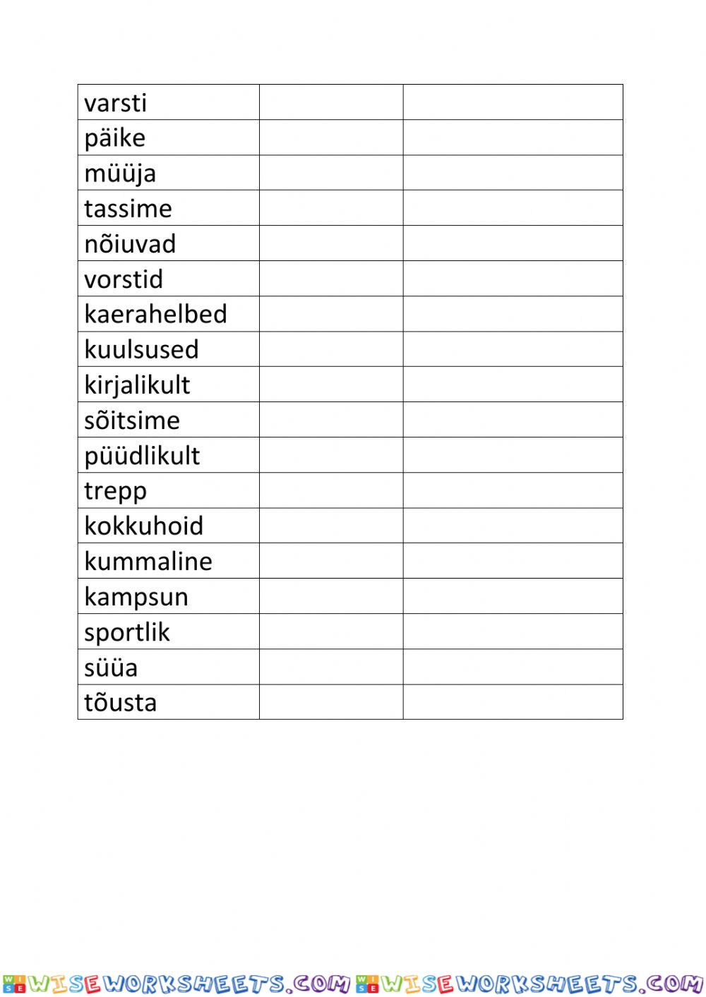 worksheet