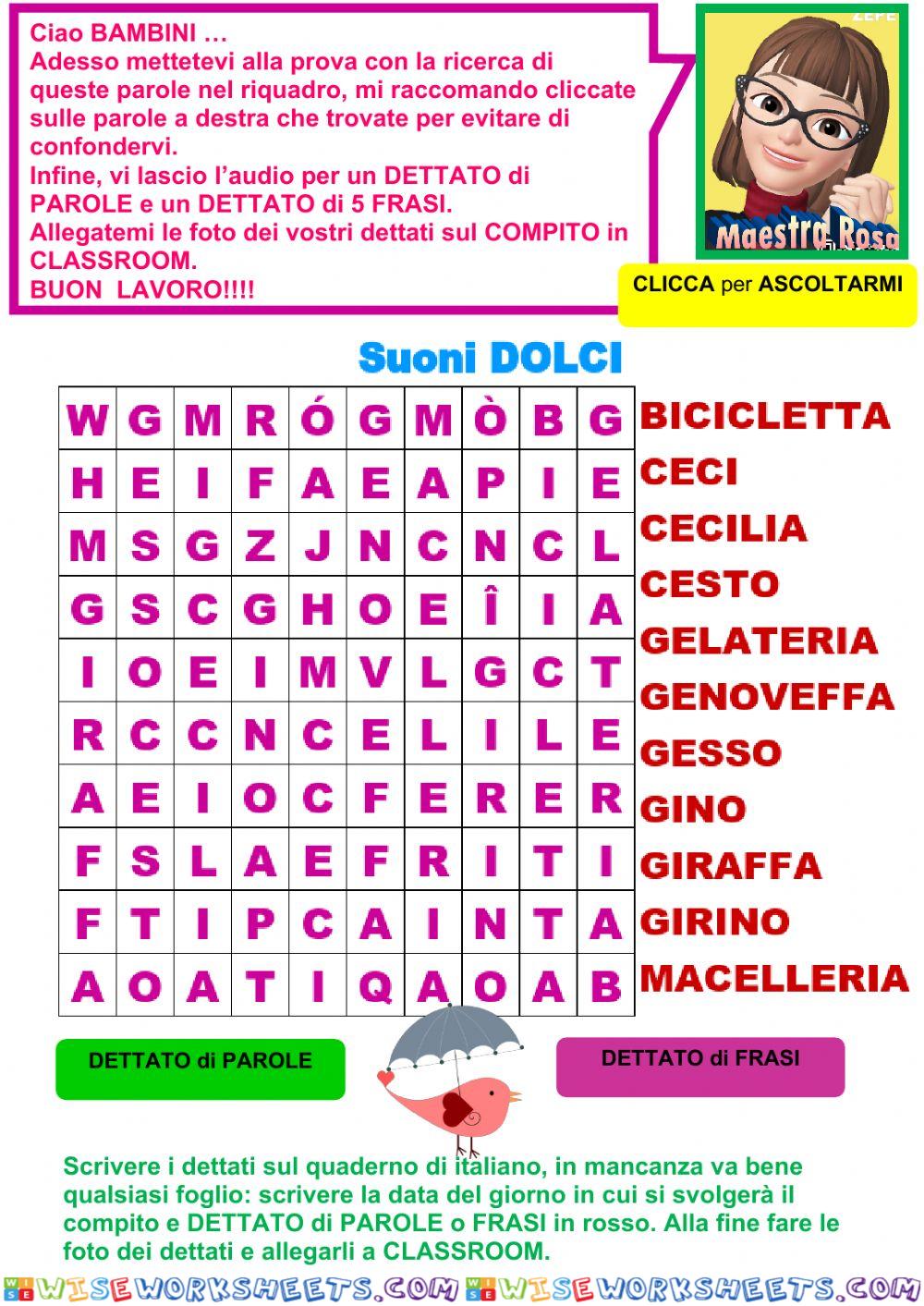 Wordsearch suoni dolci