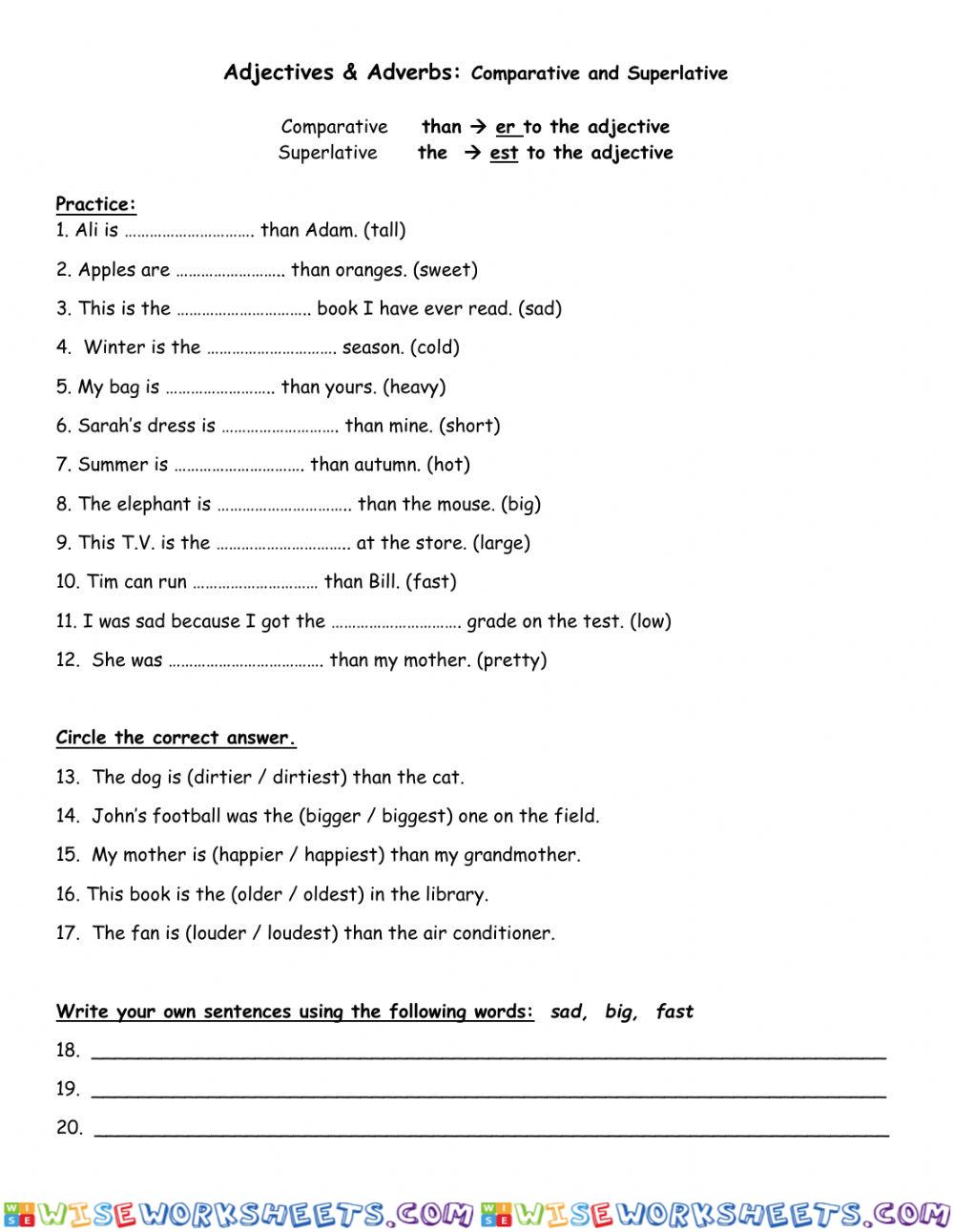 Comparative & Superlative Adjectives