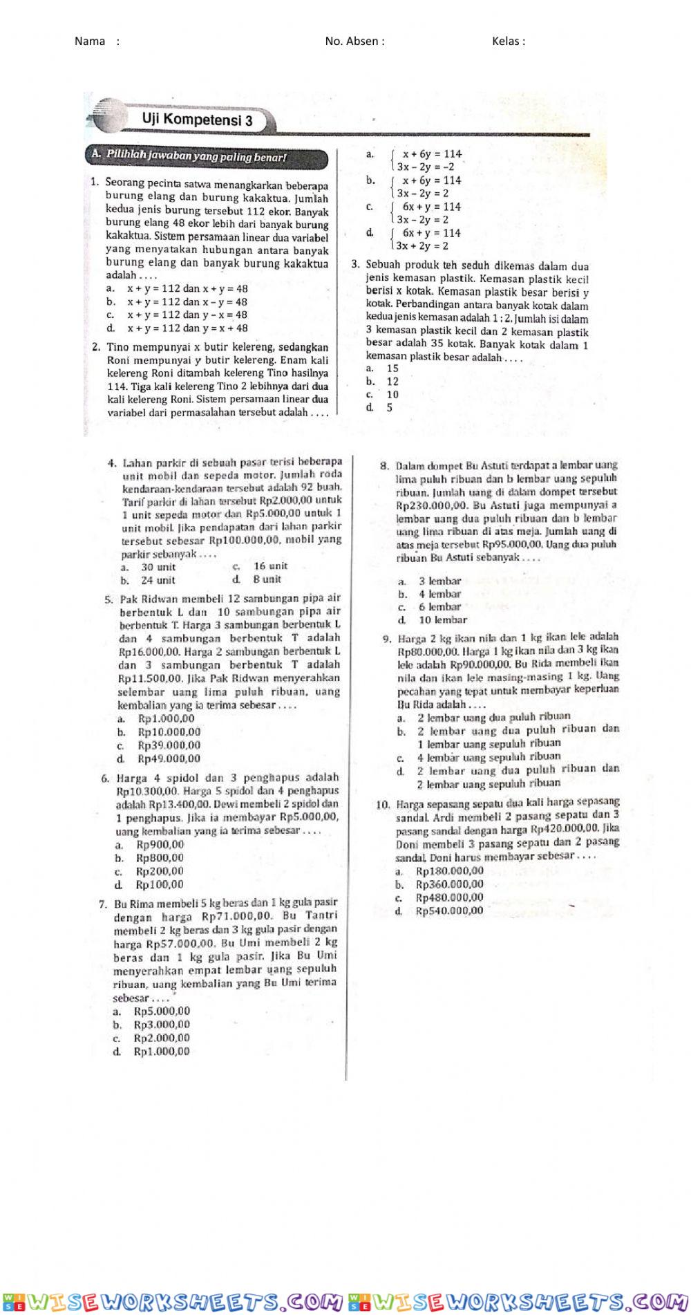 worksheet