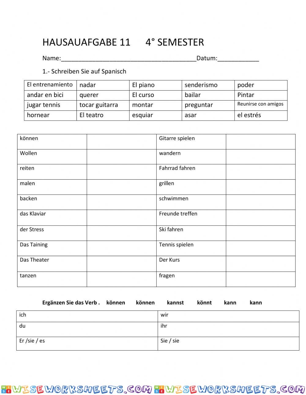 Hausaufgabe 11 4°klasse