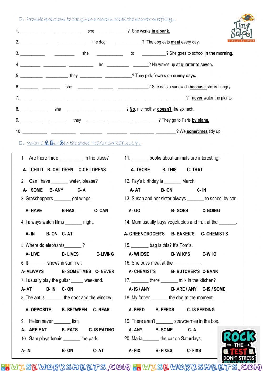 worksheet