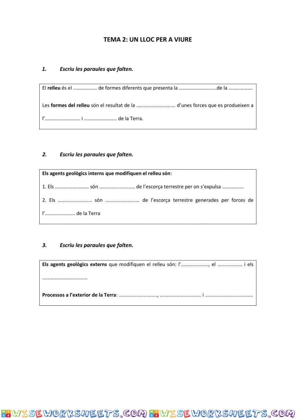 T2: UN LLOC PER A VIURE - repàs 1ª PART