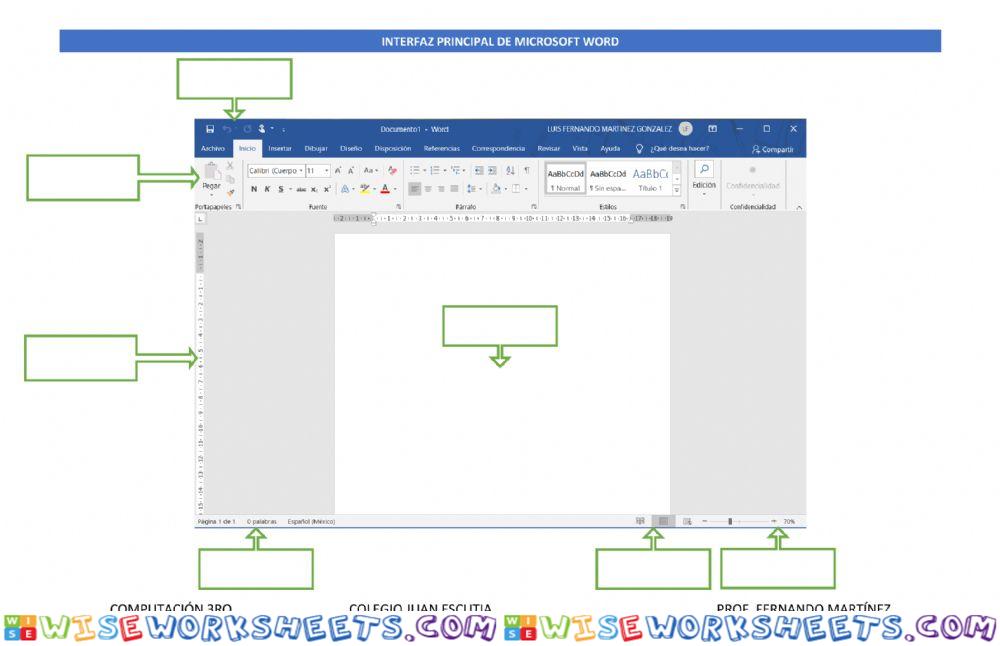 Interfaz de Word 2019