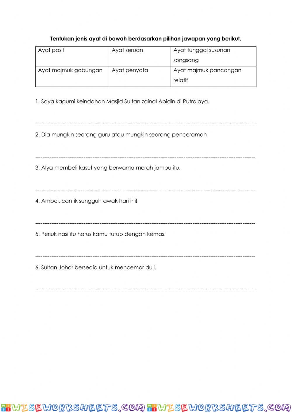 Latihan Jenis Ayat