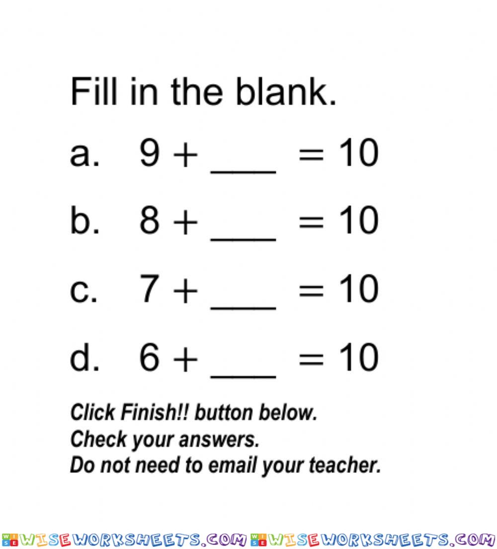 Number Bonds to 10