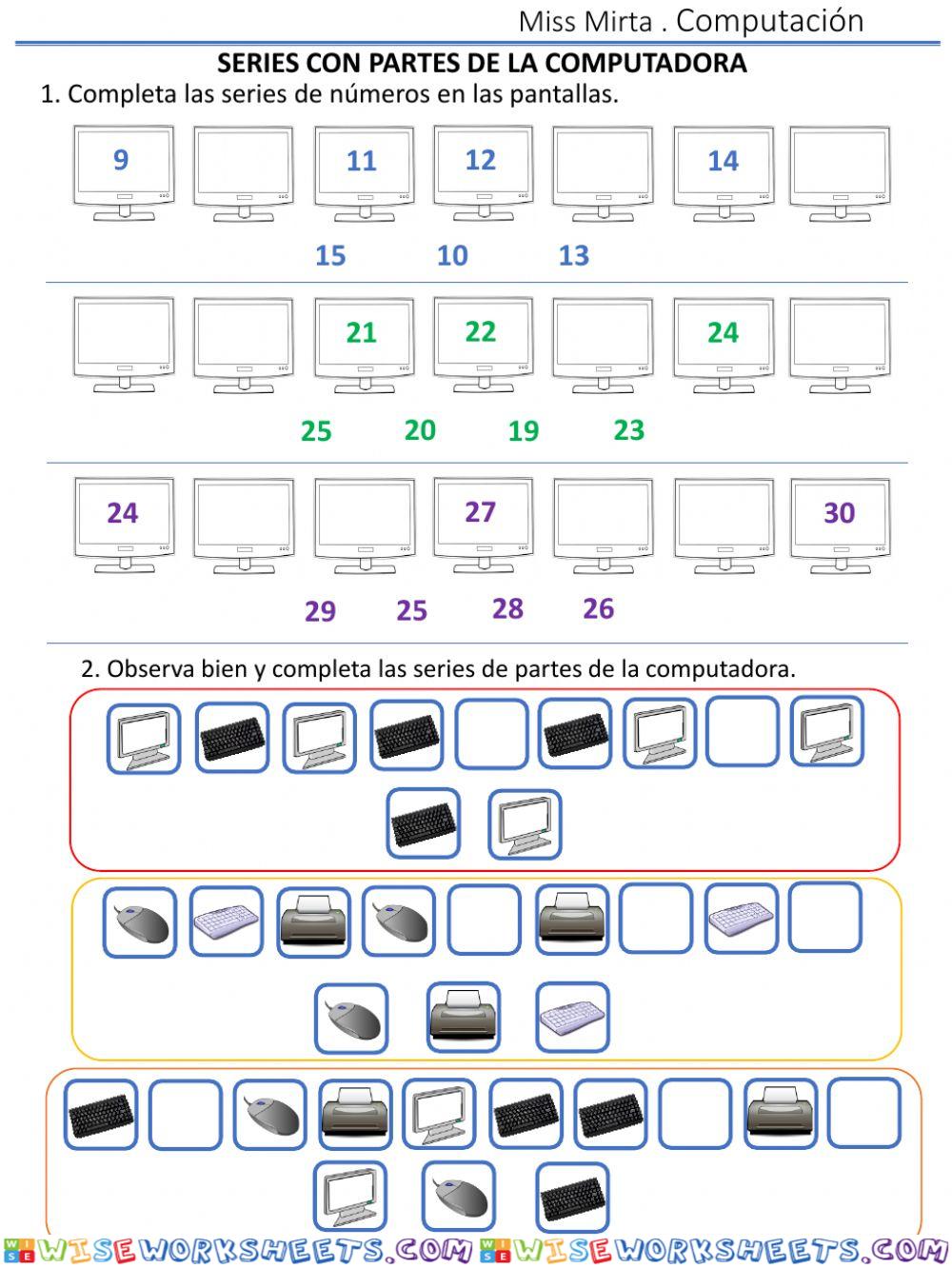 Series con partes de la computadora