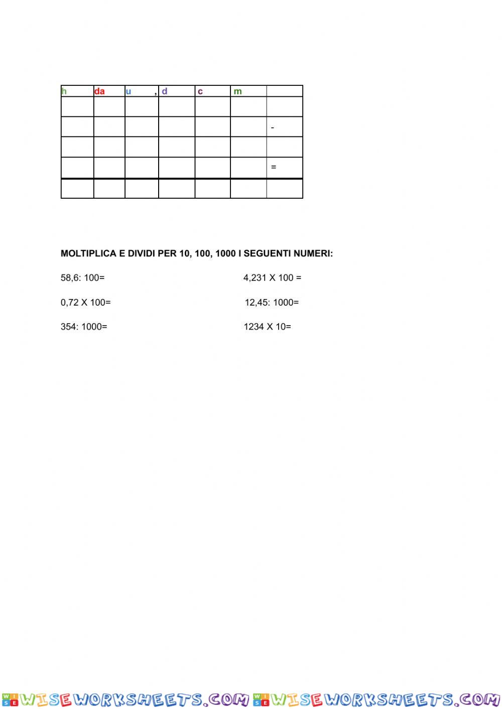 worksheet