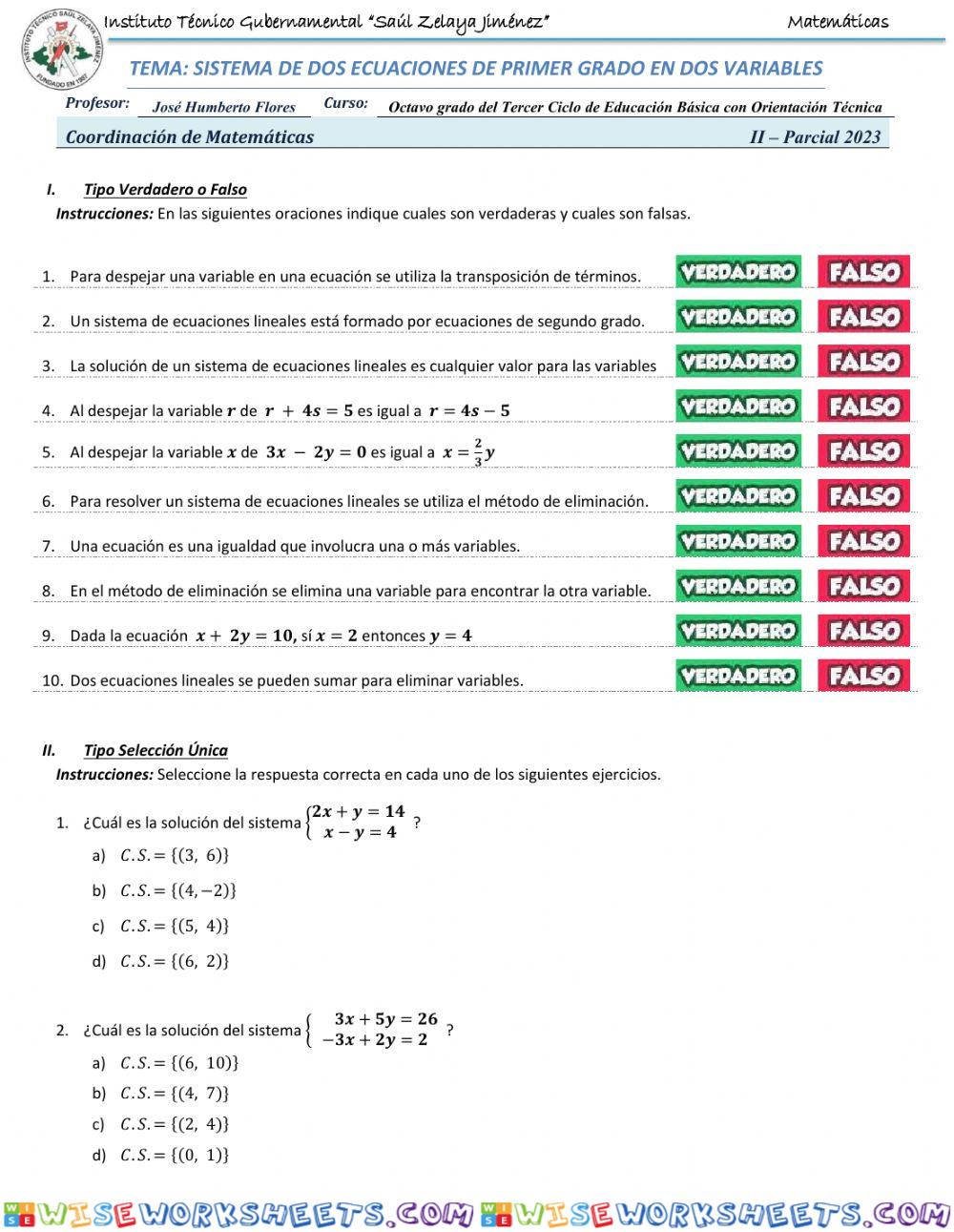 worksheet