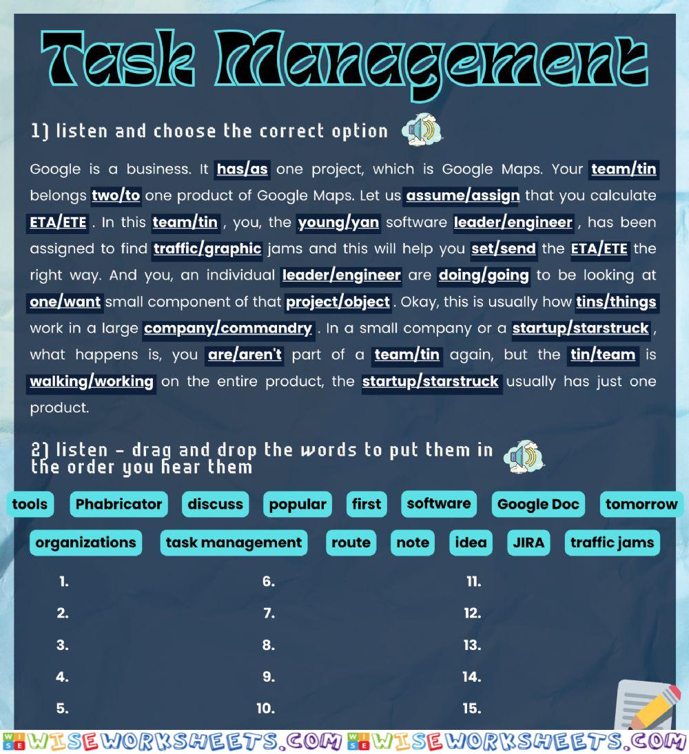 Task management listening