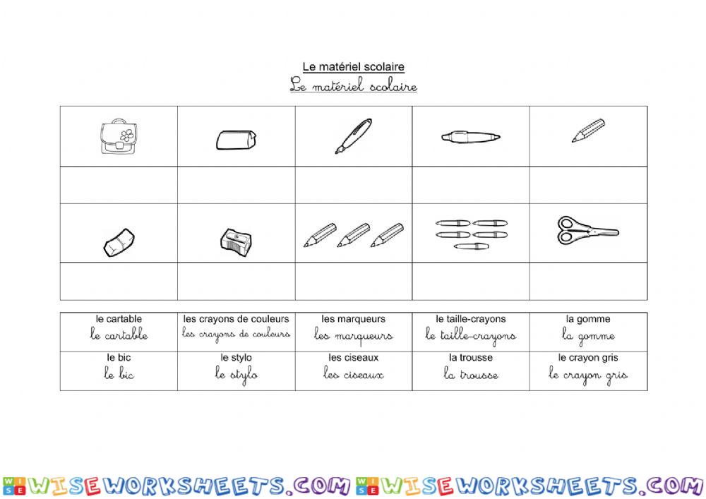 Le matériel scolaire 1-2