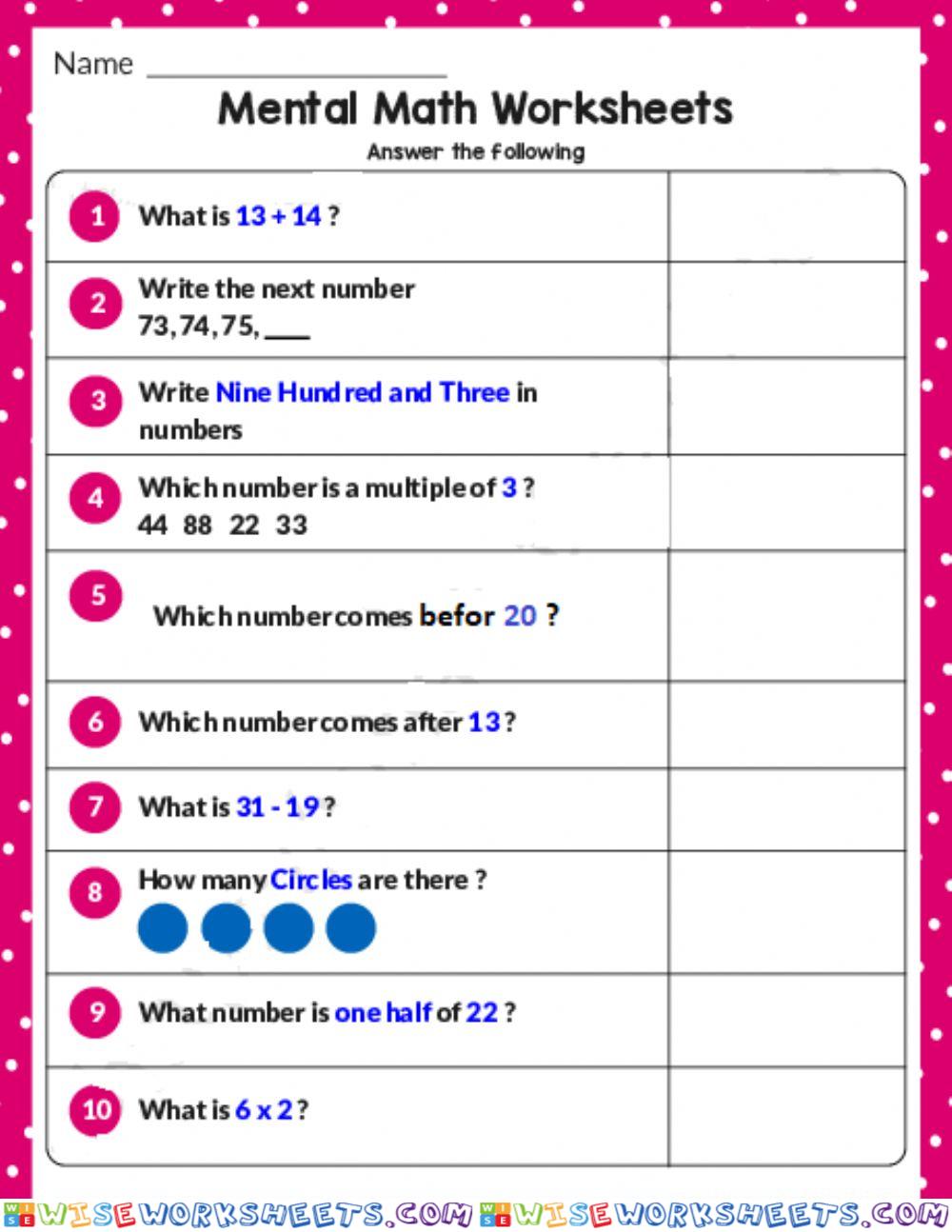 Mental math 4
