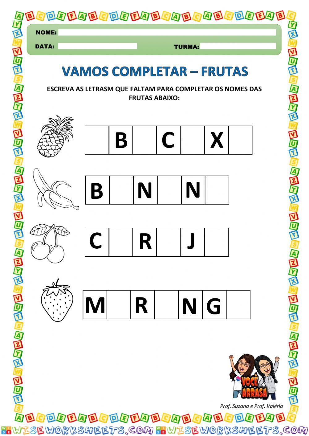 Vamos Completar - Frutas