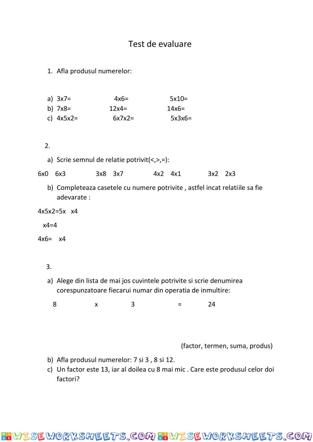 Test de evaluare