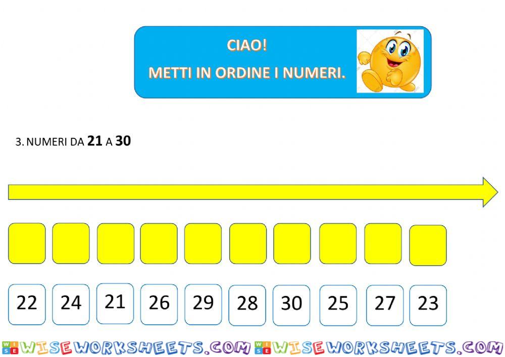 Metti in ordine. Da 21 a 30