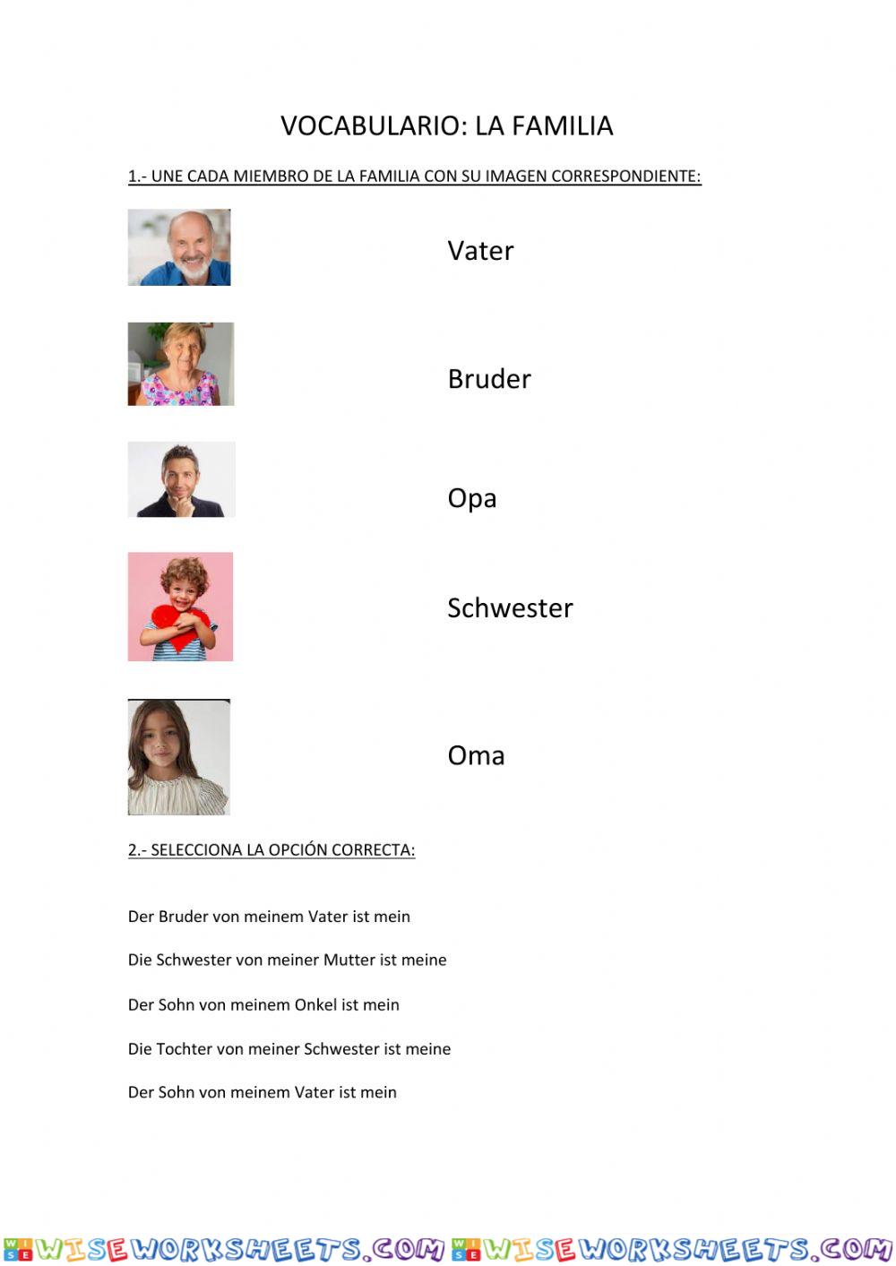 Vocabulario Familie