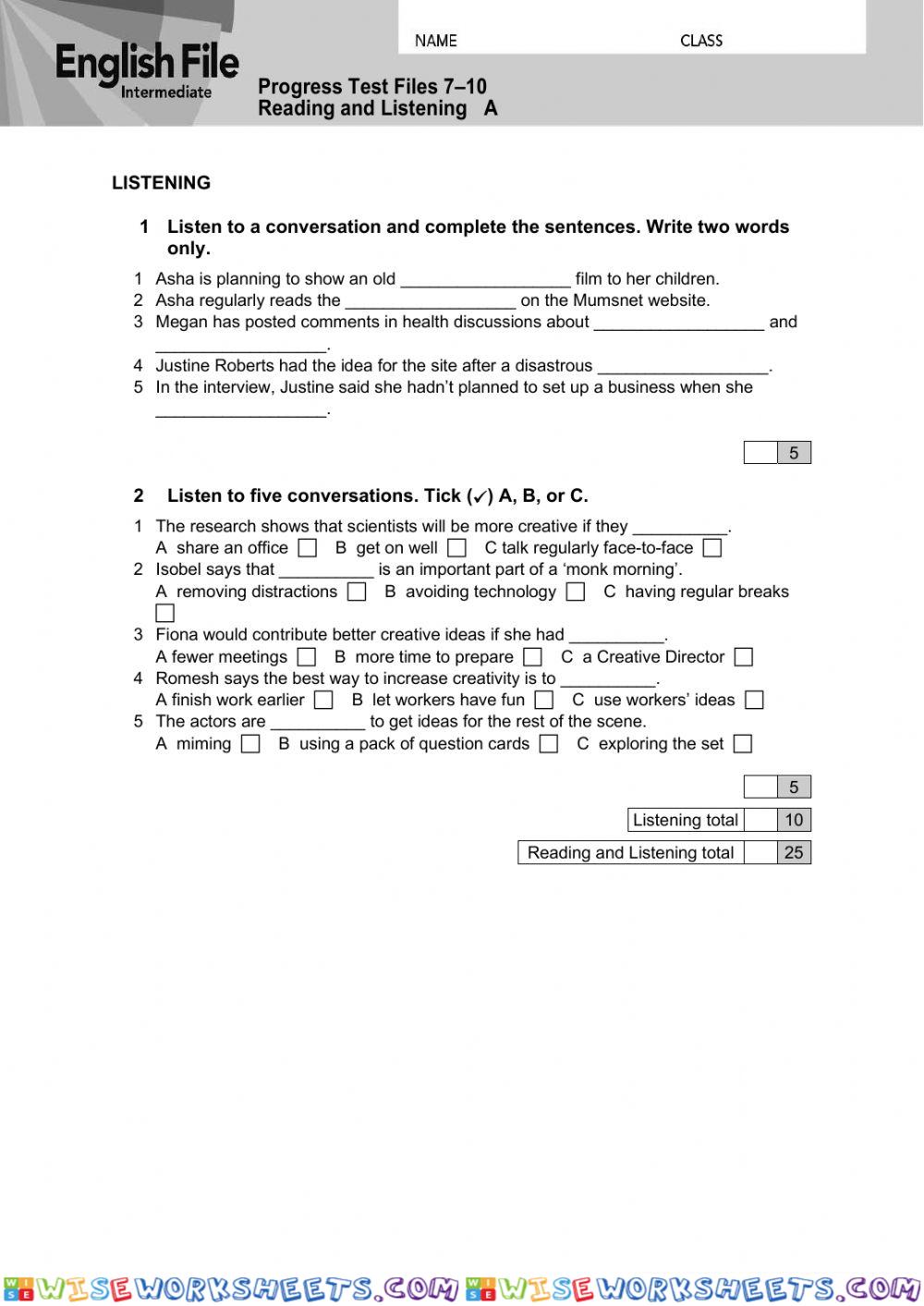 worksheet