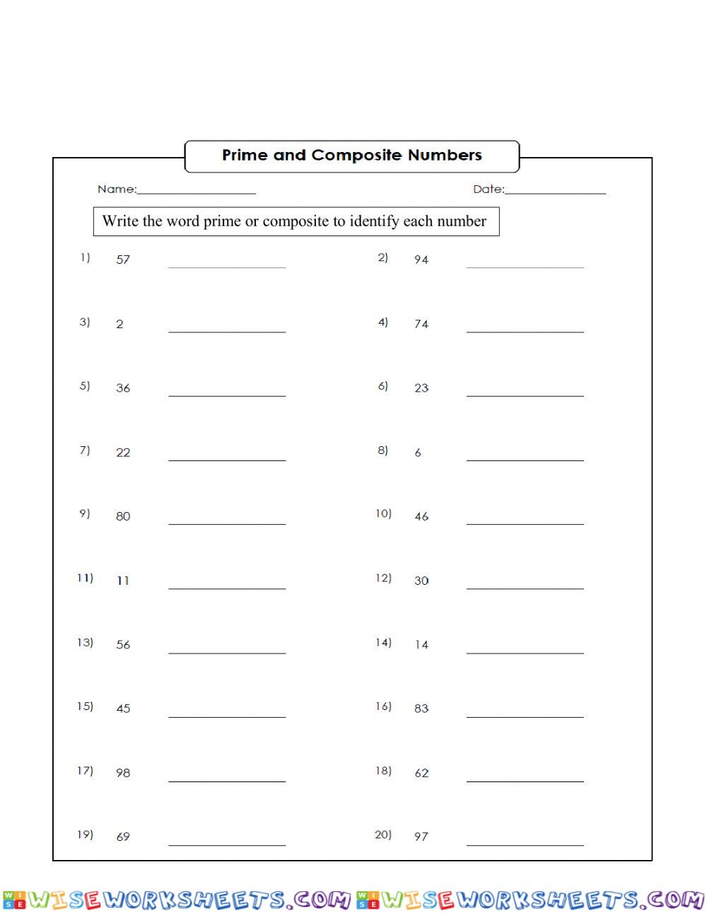 Prime and composite numbers
