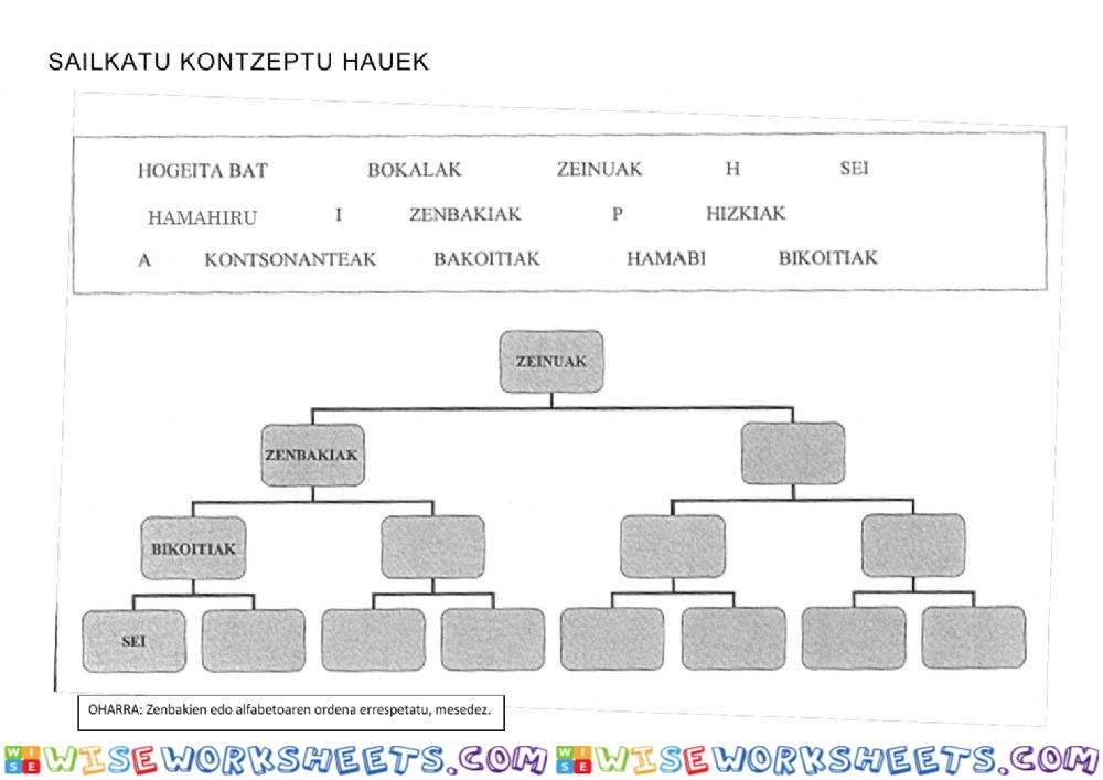 Sailkatu kontzeptu hauek