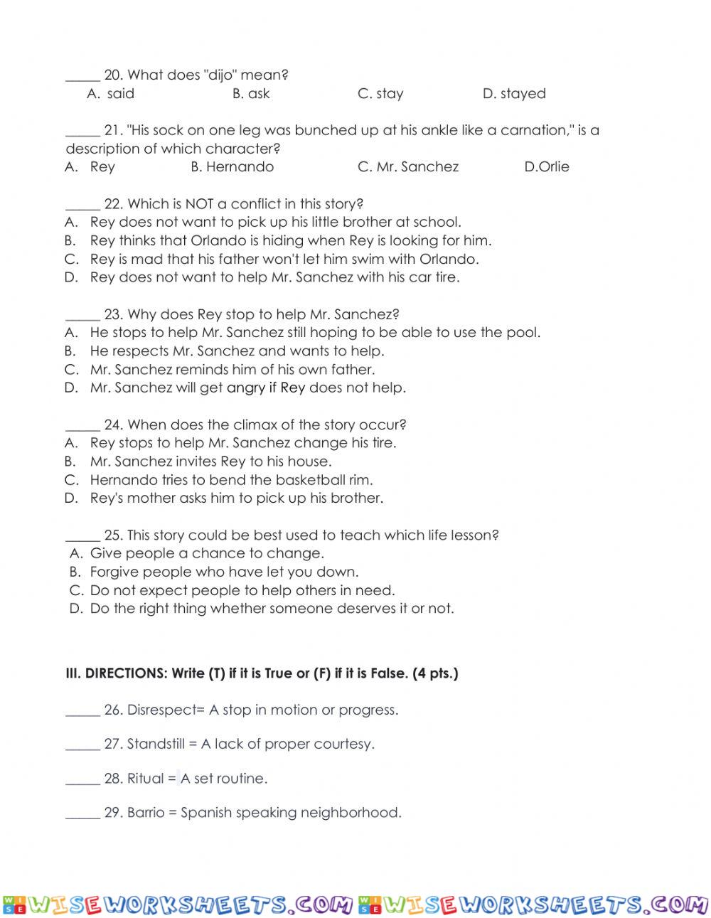 worksheet
