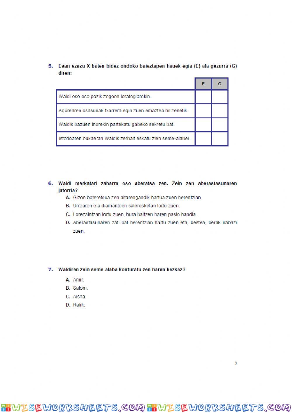 worksheet