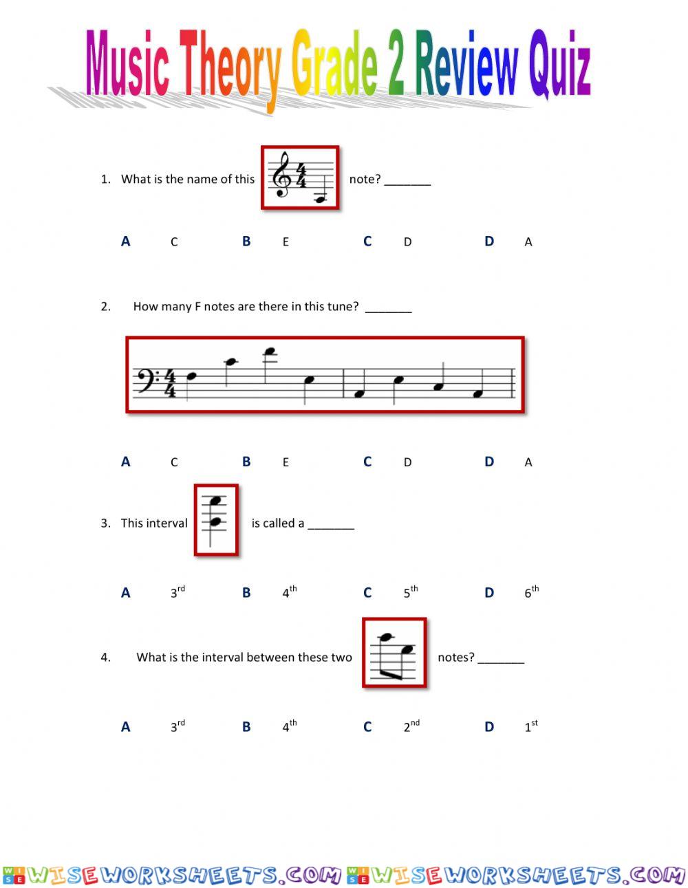 Music Theory Grade 2 Review Quiz