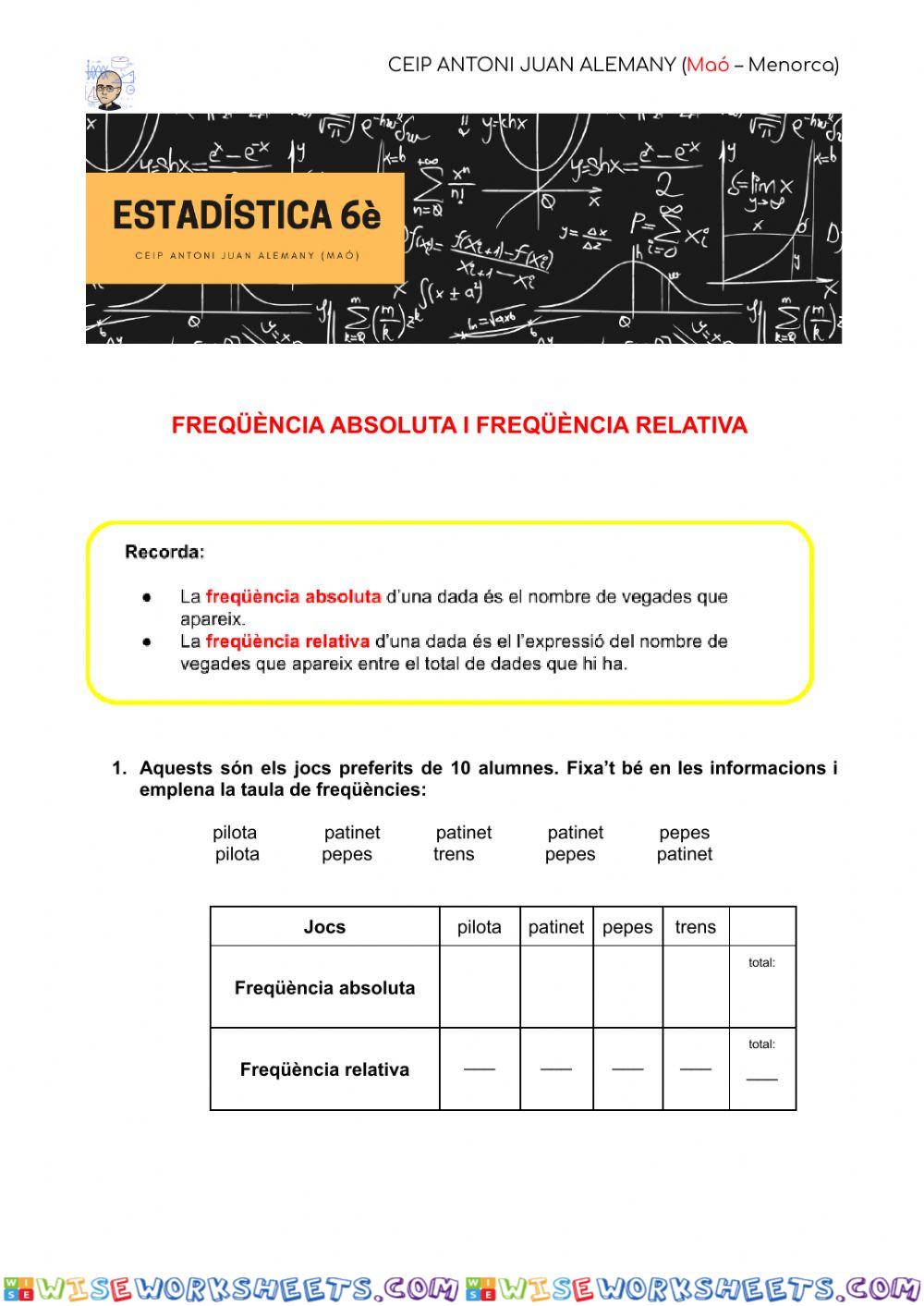 Taula de freqüències