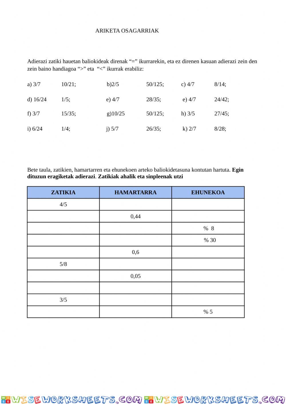 worksheet