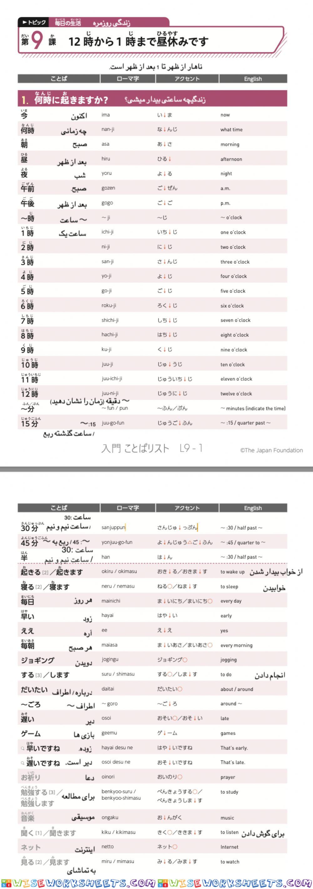 いろどり入門ことばリストL9-S1 Persian language