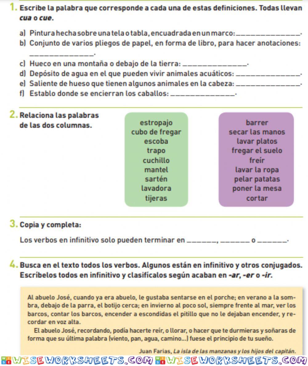 repàs VERBS, CUA-CUE I VOCABULARI