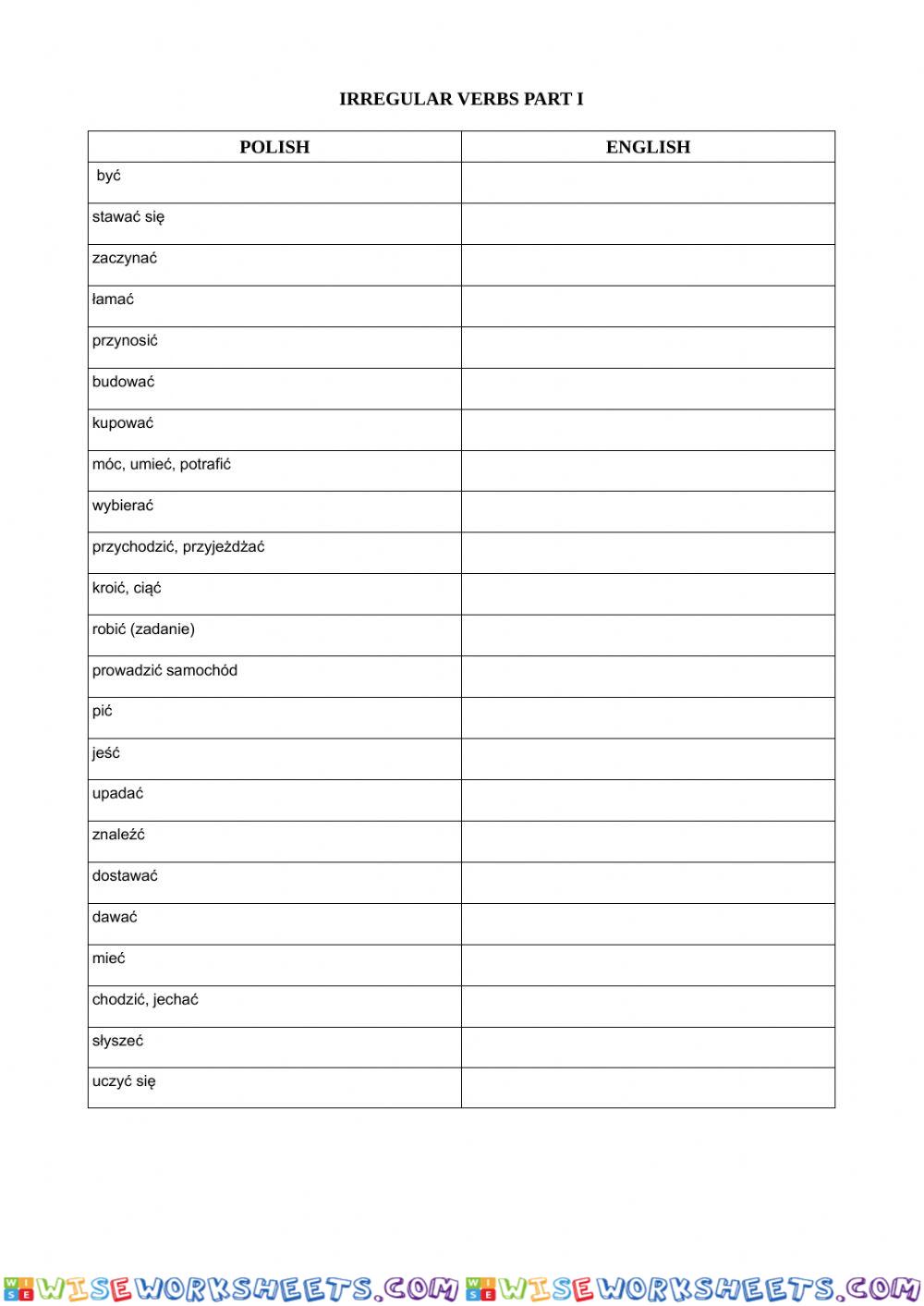 1A Irregular Verbs part 1
