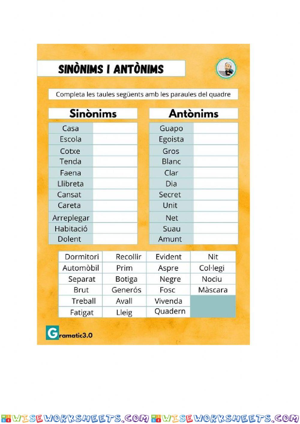 Sinònims i antònims