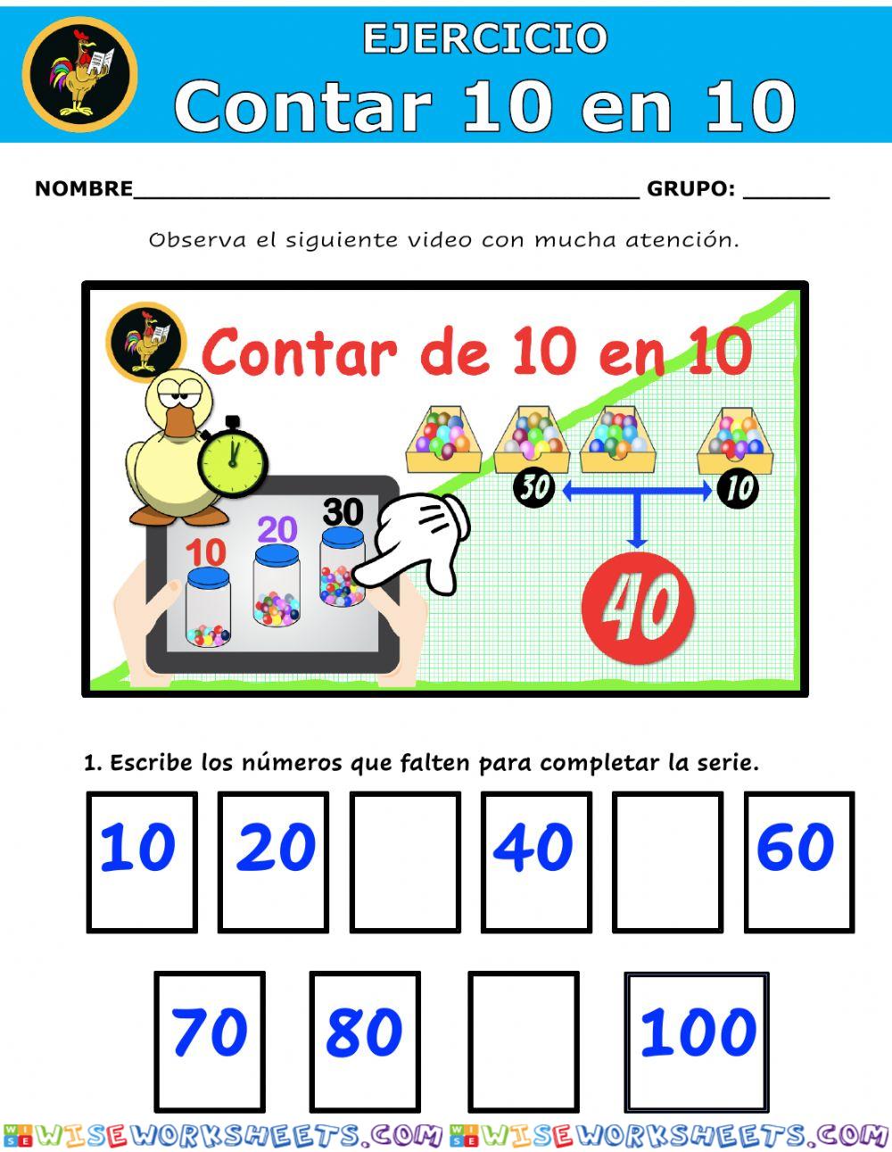 Contar de 10 en 10